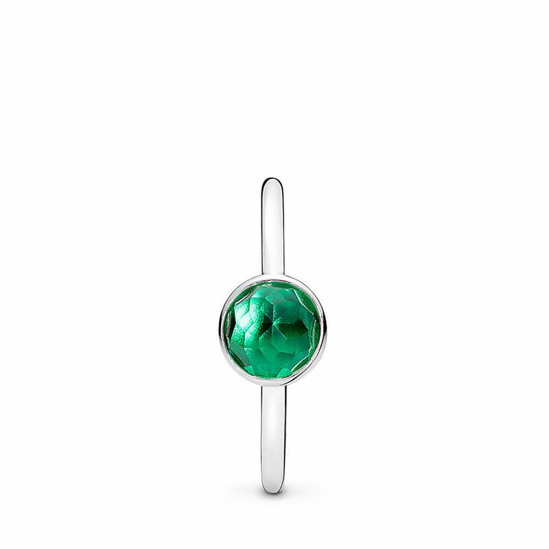 Pandora May Droplet Ring - Sterling Silver/Green/Crystal - Canada | DA4451YC